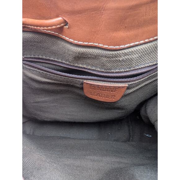 Vintage Genuine Leather Shoulder Bucket Bag Drawstring Surveyor Bag 90s - Picture 8 of 8
